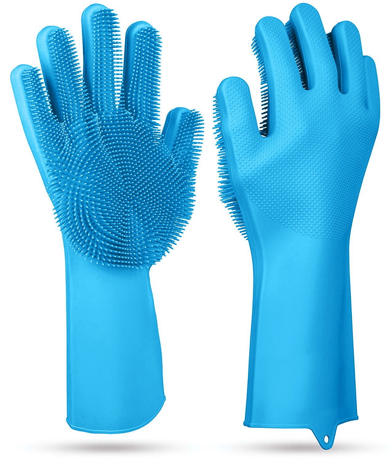 1 Pair Silicone Brush Dishwashing Gloves Cleaning Sponge Pet Scrubber Heat Resistant Wash Gloves