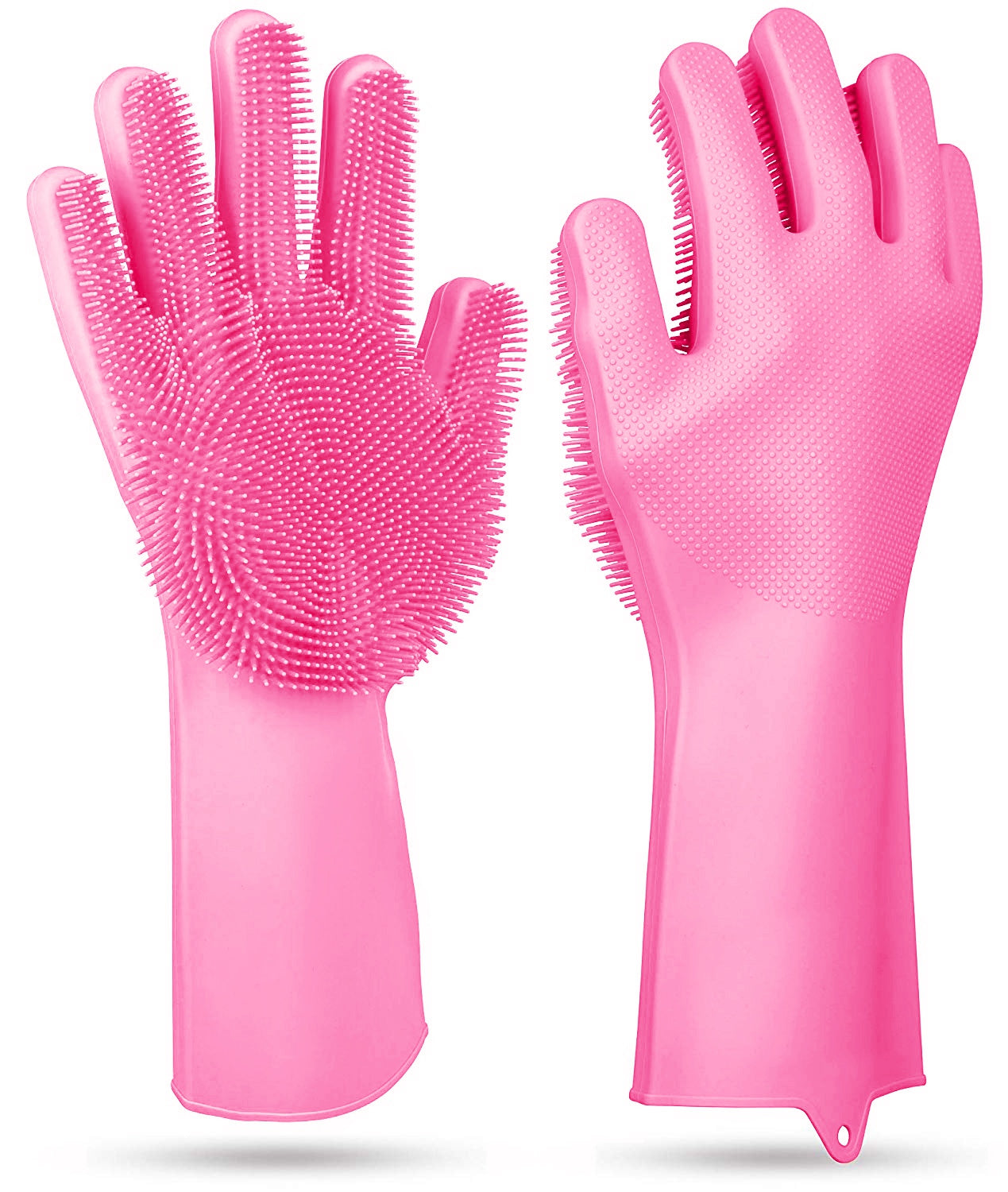 1 Pair Silicone Brush Dishwashing Gloves Cleaning Sponge Pet Scrubber Heat Resistant Wash Gloves